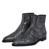 Dark Gray Cotton Sequined Chelsea Boots Shoes - Image 4