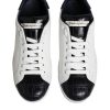 White Black Leather Portofino Sneaker Shoes - Image 3