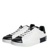 White Black Leather Portofino Sneaker Shoes - Image 4