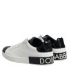 White Black Leather Portofino Sneaker Shoes - Image 5
