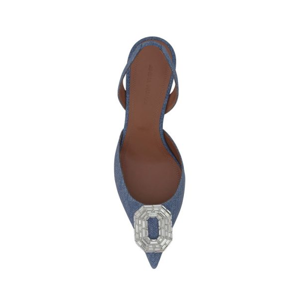 Camelia Sling 60 Printed Denim Pumps - Image 4