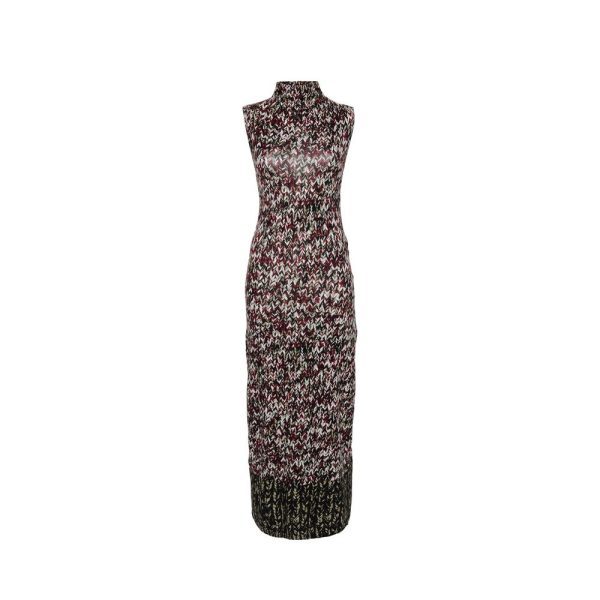 Knit-Print Long Dress