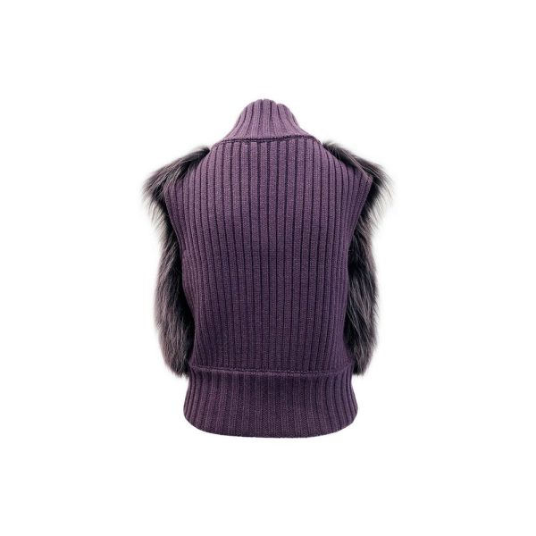 Fox Fur Knitted Vest Jacket - Image 3