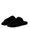Black Faux Fur Flats Men Sandals Shoes - Image 4