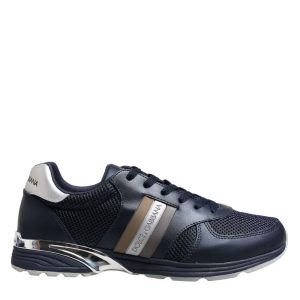 Blue Leather Logo Low Top Men Sneakers Shoes