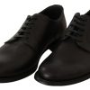 Black Lace Up Leather Men Formal Derby Shoes - Image 6