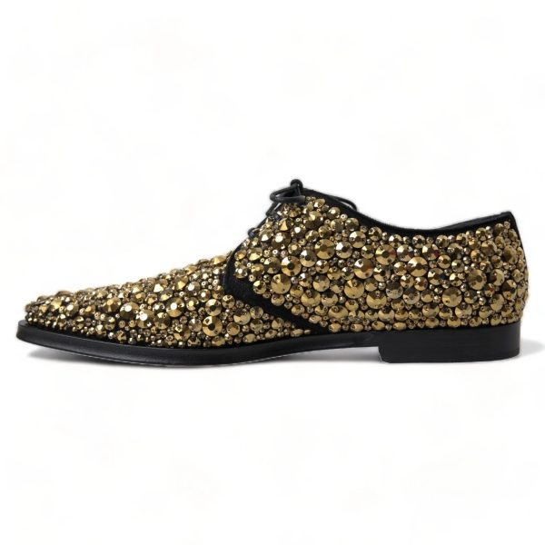 Black Gold Embellished Derby Shoes - Image 5