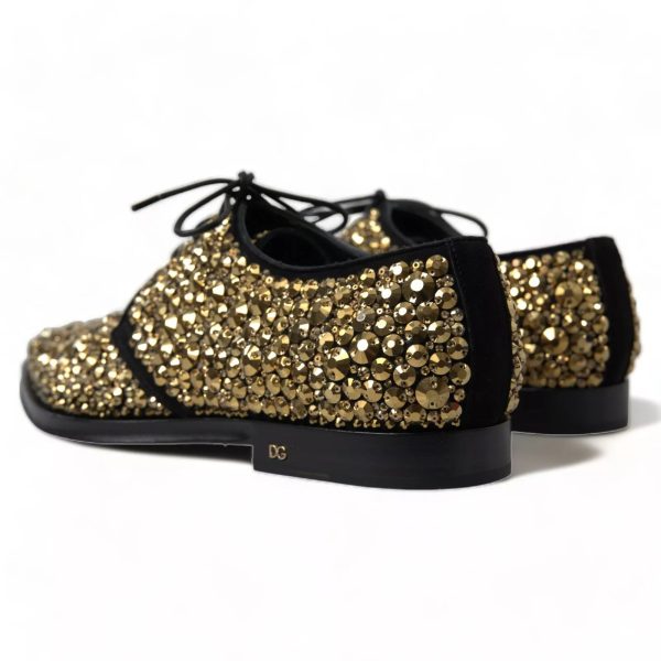 Black Gold Embellished Derby Shoes - Image 6