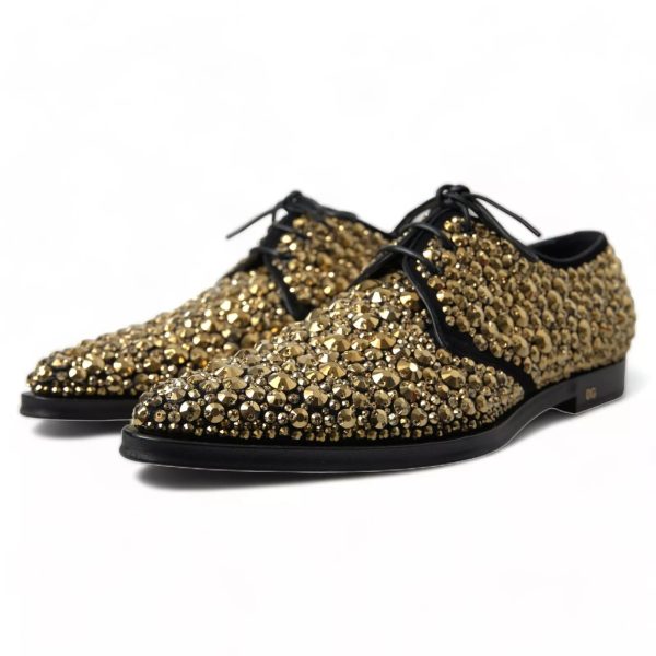 Black Gold Embellished Derby Shoes - Image 7