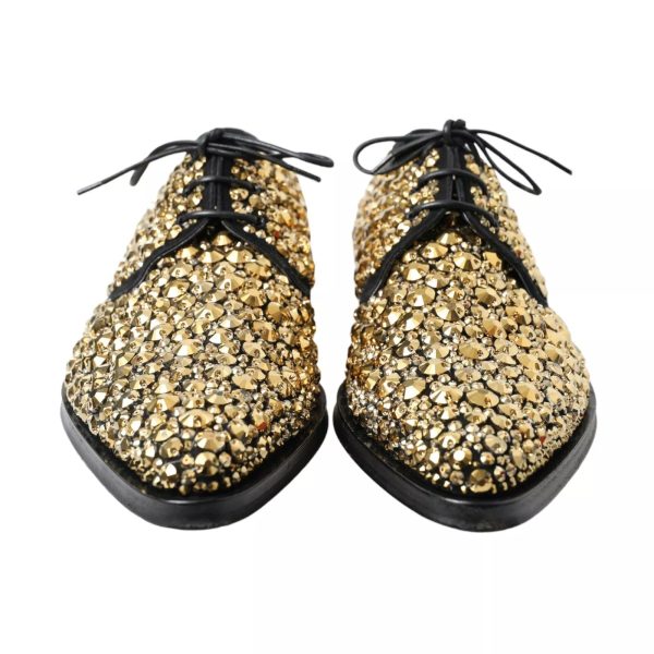 Black Gold Embellished Derby Shoes - Image 8