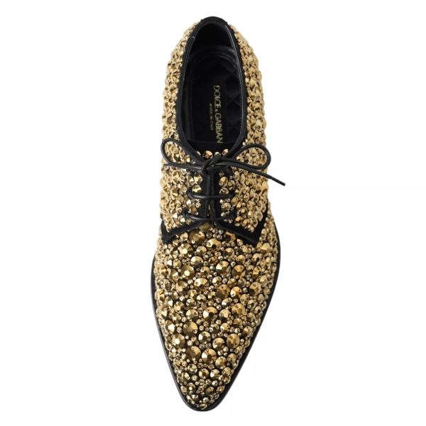 Black Gold Embellished Derby Shoes - Image 3